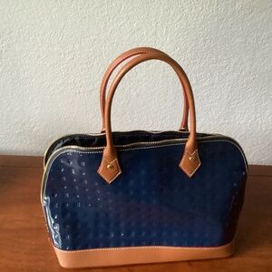 ARCADIA blue and tan purse